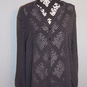 Faded Glory black/white sheer dress blouse